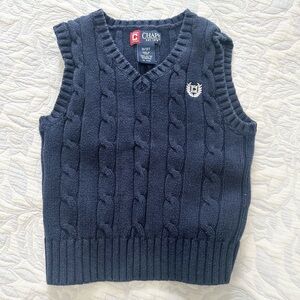Chaps blue vest cable knit 3T toddler boy